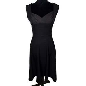 Elegant Black Sleeveless Midi  Dress with Stretch | Sz M